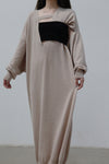 SWAYING/KNIT Deconstructed v-neck dress (with corset) SW212LS10 camel PS31